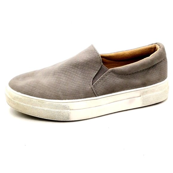 Soda Womens Sneakers Gray Snakeskin Slip On Loafer Elastic Gussets Flat Heel 8.5 - Picture 1 of 10